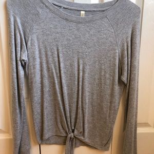 Live Love Dream Tie front sweater gray long sleeve size XS